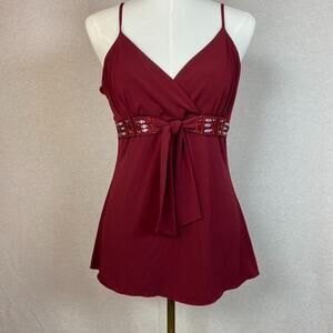 Inc Womens Y2K Babydoll Top Size L Whimsigoth Beaded Preppy Fairy Coquette Vampy